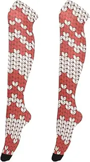 [Caihoyu] Women Long Thigh High Socks Lightweight Long Knee-High Stockings Knee High Stockings for formal Events Seamless Woolen Christmas Knitted Pattern 734244097, Seamless Woolen Christmas Knitted