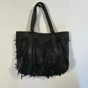 NEW Lane Boots Western Fringe Purse Womens Black Leather Large Tote Shoulder Bag