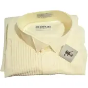 Chaplin Mens Creamy Off White Tux Shirt Small 30-31 Black Buttons Tuxedo Formal