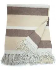 Portolano Woven Striped Cashmere Throw with Fringe Ends