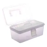 Plastic Handle 2 Layer Hardware Tools Storage Box, Clear Purple V8F2