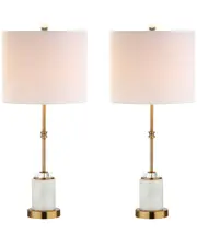 JONATHAN Y Designs Set of 2 Harper 27in Marble & Crystal Table Lamps