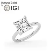 Princess Solitaire Labgrown Diamond Hidden Halo Engagement Ring Platinum 5.20 Ct