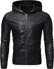 [Zylphorix] Stylish Black Leather Jacket for Men - Timeless Hooded Design & Functional Pockets