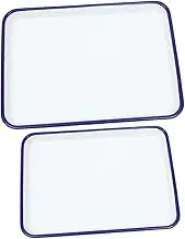 ASAKKURA 2pcs Enamel Oven Baking Trays Non Stick Baking Multi Functional Kitchen Tray for Cooking Laboratory Use High Temperature Resistant
