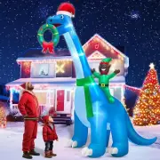 Christmas Black Santa Elf Dinosaur Airblown Inflatable Decor Blow Up Holiday