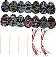 1set Scratch Eggs Egg Decorating Kit Decorating Stickers Lazy Eggs Ornament Artificial Eggs Dye Kit Card Egg Crafts Stand Eggs Scratch Painting Paper 60pcs