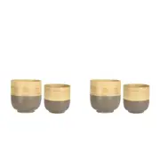 2x 2pc Belle Blana Bamboo Flower Planter Indoor Home Garden Decoration Grey