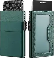 [VULKIT] Minimalist Wallet with ID Window & EDC Pocket Pop Up Card Holder RFID Blocking Slim Wallet Design for Airtag Cash Coins & Credit Cards
