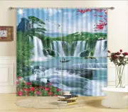 Mountain Stream Crane 3D Curtain Blockout Photo Printing Curtains Drape Fabric