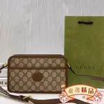 二手精品 GUCCI（古馳）經典INTERLOCKING G 男包 防水布 復古相機包658572