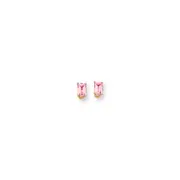 14k Yellow Gold 6x4mm Emerald Cut Pink Tourmaline earring