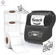 Bluetooth Portable Thermal Printer for Small Business, Address, Logo, Clothing, Mailing, Sticker Printer for Phones & PC, Plus Three Rolls of White Labels – Includes 690 Labels (Black)