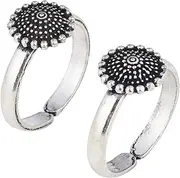 [DHRUVS COLLECTION] 925 Pure Sterling Silver Oxidized Thai Trend Toe Ring/Bichhiya For Girls & Women