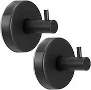 2 Pack Suction Cup Hooks for Shower, No-Drill Towel Hooks for Bathrooms SUS 304 Stainless Steel Shower Hooks, Loofah 15 LB Bathroom Hooks for Towels, Robes, Loofah Waterproof & Rustproof Black