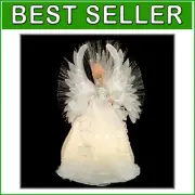 Illuminated 14-Inch Multi Fiberoptic Angel Treetop for Stunning Christmas Decor