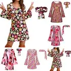 `Back To the 70s 80s Retro Hippie Costume Set Disco Outfit Women Headband Dress罒