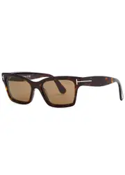 Tom Ford Mikel Rectangle-frame Sunglasses, Sunglasses, Brown, Rectangle Frame, Designer-engraved Lenses, 100% UV Protection - Brown Havana ONE SIZE