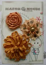 Mixed GOLD Fabric Organza & Lace 3 Flower Pk 50; 65 & 80mm across Manor House
