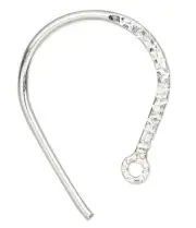 1 Pair Sterling Silver 16mm Hammered Flattened 20 Gauge Hoop Earwires with LoopZ