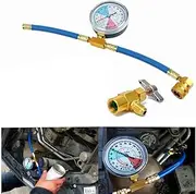 Car R134A AC Refrigerant Recharge Hose Kit, 1/2" ACME Can Tap Dispensing Valve with Pressure Gauge Perfect for Automobile Home A/C Freon Charge U-Hose