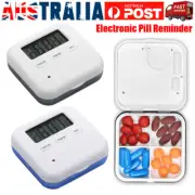 Electronic Timer Alarm Clock 4 Grids Pills Reminder Storage Case Medicine Box AU