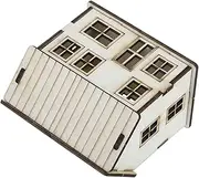 PAMINGONO Mini DIY Model Wooden Dollhouse Kit Christmas Village Houses Toy House House Kit 3D Miniature Dollhouse Kit Beige 2
