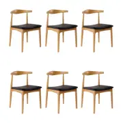 Henrik 6pc Set Dining Chair Replica Hans Wegner Elbow Solid Ash Timber Natural