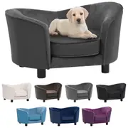 Dog Cat Sofa Couch 69x49x40 cm Plush and Faux Leather Black/Dark Grey vidaXL