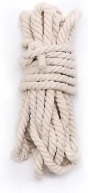 50 Feet 5/8" Natural Triple-Strand Twisted Cotton Rope
