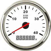 PMGMZPGPMA 85MM Tacho Meter Gauge Universal Marine Car Tachometer 4000 RPM Digital LED Gauge with Red Backlight for Auto Truck Boat 12V/24V Automobile Tachometer(WS-4000 RPM)
