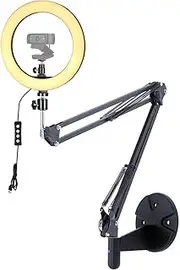 Webcam Wall Mount with 26 cm Ring Light Holder Compatible with Logitech C920s StreamCam C922x C930 C925e Brio C615 Webcams
