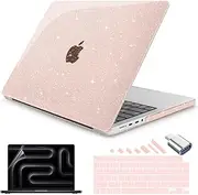Teryeefi for MacBook Pro 14 inch Case M4/M3/M2/M1 (2025 2024 2023 2022 2021 Release) fits Model A2918 A2992 A2779 A2442, Glitter Protection Hard Shell Cover with Keyboard Cover, Sparkly Cherry Pink