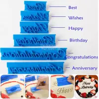 在飛比找蝦皮購物優惠-6 個裝生日快樂英文字母LOGO模具印章翻糖蛋糕裝飾手寫體