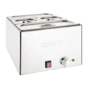 Apuro Bain Marie with Pans 2x1/3 & 2x1/6 Pans 150mm Deep Inc Lids Countertop