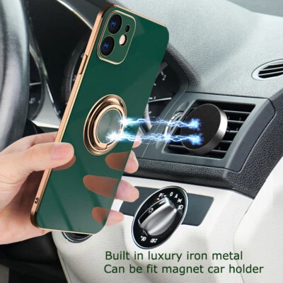 Luxury Shockproof Silicone Ring Case Stand Cover for iPhone 13 12 Pro Max mini