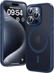 TAURI for iPhone 15 Pro Max Case 6.7" with Translucent Matte Back, Compatible with MagSafe, Military-Grade Protection, [Anti-Fingerprint] Shockproof Frosted Magnetic Phone Cover - Black