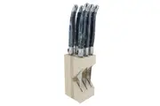 Set of 6 Laguiole Andre Verdier Debutant Debutant Serrated Steak Knife - Marbled Grey