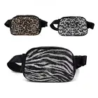 HZ-4367 Women's Animal Pattern Sparkle Rhinestone Belt Bag Fanny Pack Crossbody