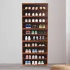 11-Tier Bamboo Shoe Rack Cabinet Wooden Shelf Stand Storage Shoes Organizer Door