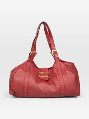 Red Leather Gold Hardware Shoulder Bag