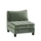 Armless Sofa Chenille Modular Lounge Couch Single Sofa with Large Cushion Green