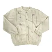 Cloud & Sunflower Girl's Cream Floral Button-Up Cardigan Size 4T B38