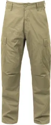 Khaki Solid Military Rip-Stop BDU Cargo Bottoms Fatigue Trouser Pants