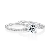 2/3 CT H/SI1 Jewelry Diamond Engagement Ring Set Round Cut 14K White Gold