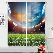 MESHELLY Kids Sports Curtains 42Wx63H Inch Rod Pocket American Football Stadium Arena Night Spotlights Sky Bedroom Window Drapes for Boys Men Teens Printed Living Room Window Treatment Fabric 2 Panels