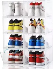 Large Thicken Shoe Storage Boxes, 8 PACK Stackable Clear Plastic Clear-8P