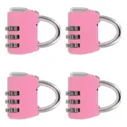 3 Digit Combination Padlock, 4mm Shackle Dia, Luggage Padlocks Pink, 4Pcs