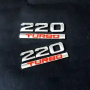 2 Sets 220 TURBO Chrome Red Metal Badge Decal Emblem Sticker Engine Hatchback 3D (for: Mitsubishi)