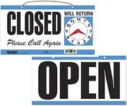 Headline Open & Close Sign with Clock 292X150Mm